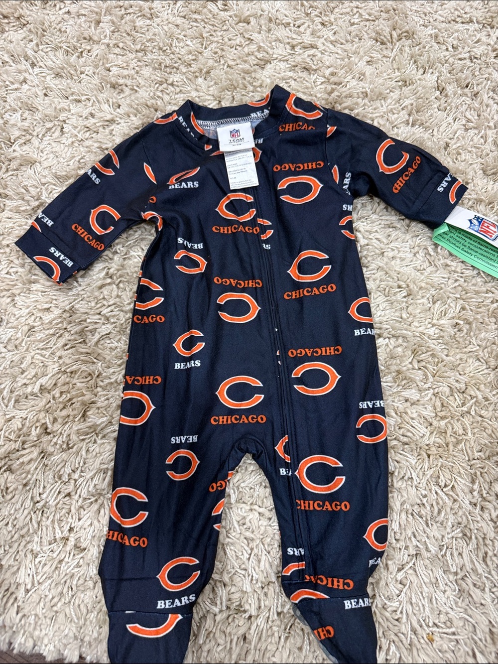 NFL Chicago Bears Navy and Orange Baby Footed One-Piece